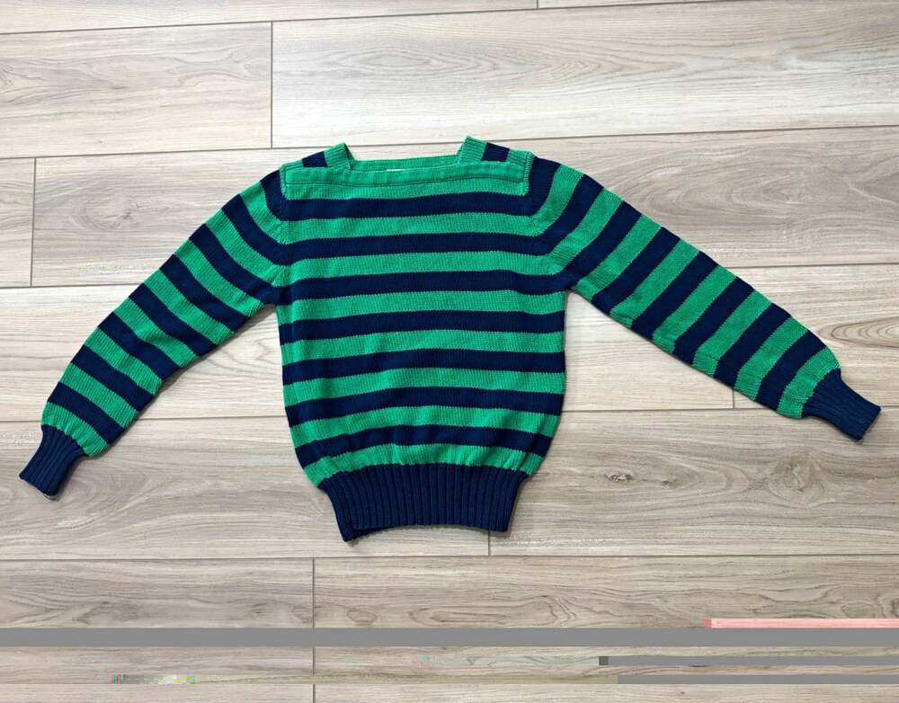 Vintage The Eagle's Eye Sweater Womens Size 34 Navy Green 100% Cotton Crewneck